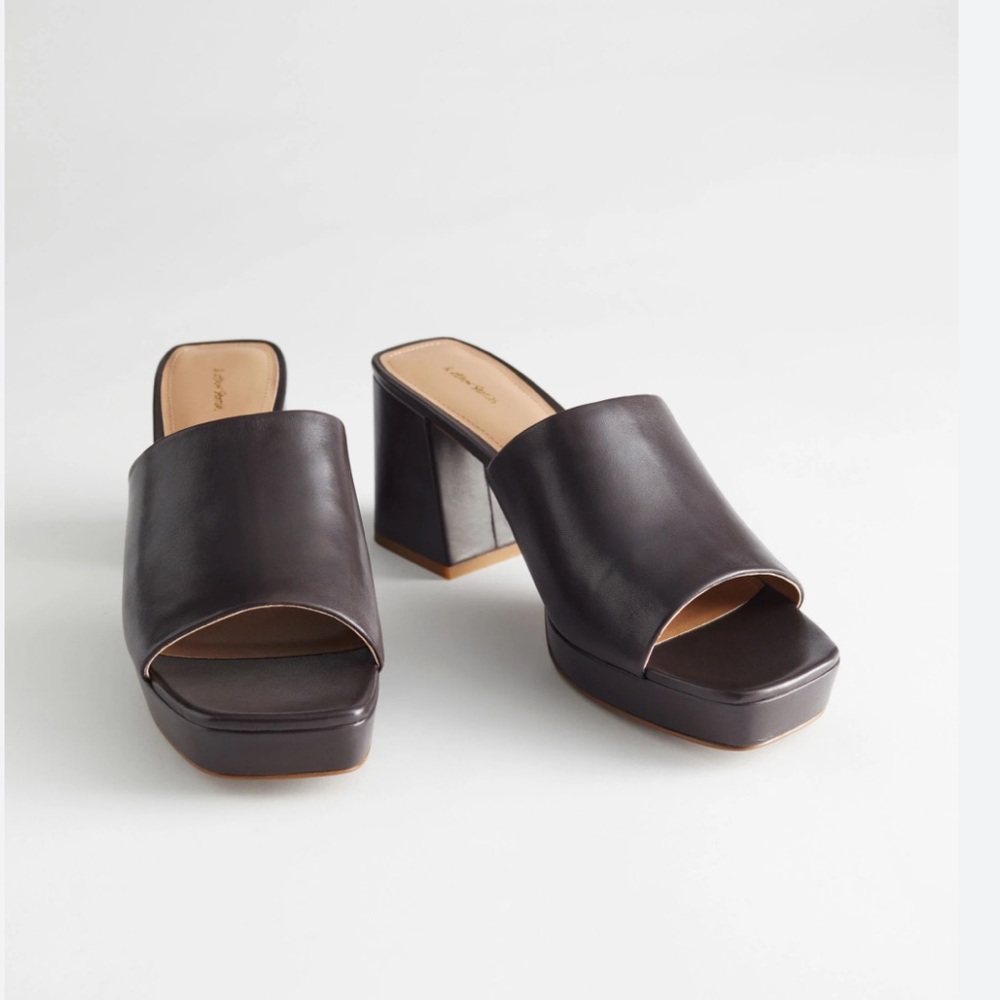 & Other Stories Leather Heel Platform Mules 36